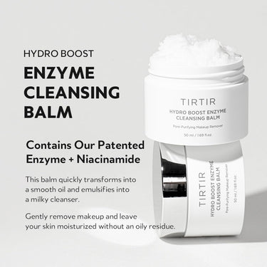 TIRTIR Hydro Boost Enzyme Cleansing Balm | Deep Cleansing Makeup Remover with Papaya & Pineapple Enzymes | Moisturizing, Exfoliating Balm for Dry, Sensitive & Oily Skin_120 ml